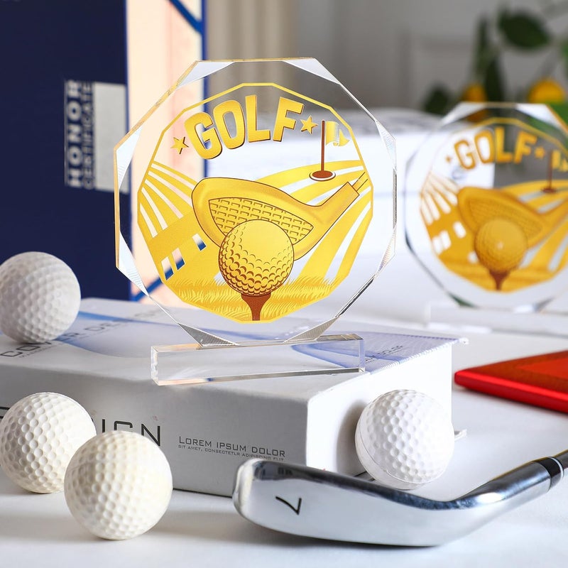 Anglechic 6 Pack Sports Trophy Acrylic Award Medals 4.72 x 4.72 Inch Sports Contest Trophies Bulk Plaques Team Prize Gift Trophies for Competition - Image 4
